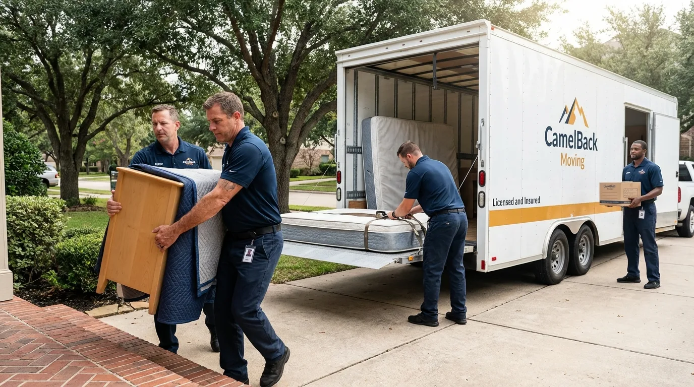 Crew loading residential truck for cross-state move from Green River, WY