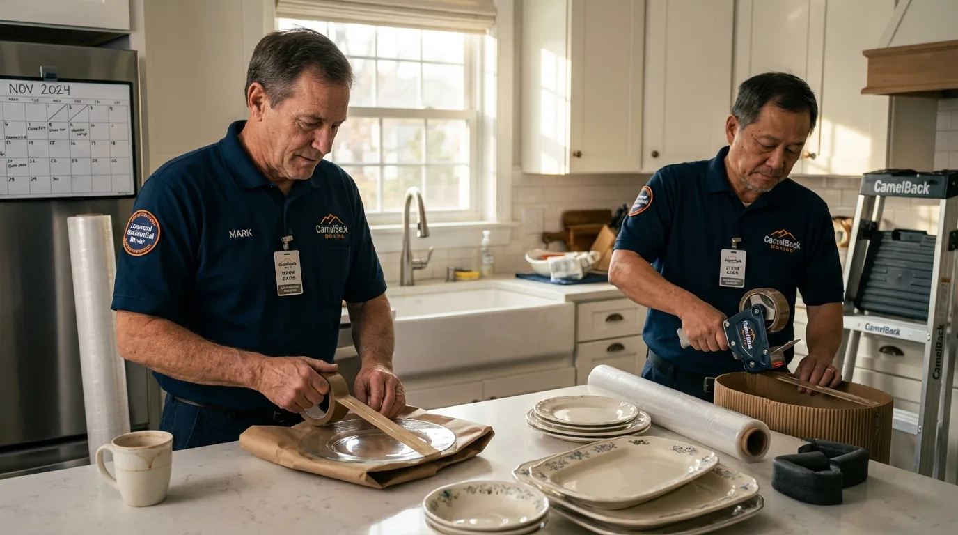 Professional crew packing kitchen dishware in Green River, WY
